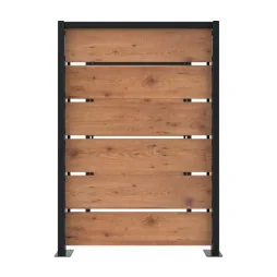 Cache conteneur poubelle 2 pans en HPL coloris pin Tyrol et acier vue latérale