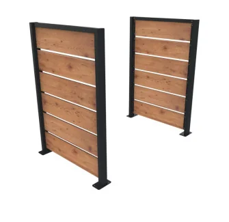 Cache conteneur poubelle 2 pans en HPL coloris pin Tyrol et acier