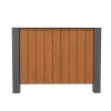 jardinière urbaine carrée vue latérale de l'habillage HPL coloris teck