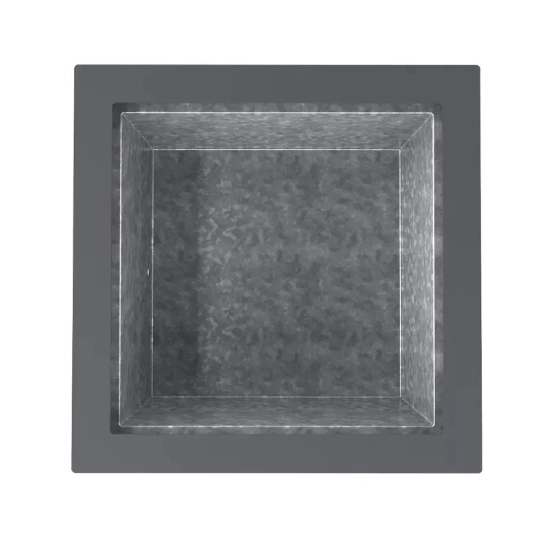 jardinière urbaine carrée 300 L vue du bac intérieur en acier galvanisé
