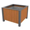 jardinière urbaine carrée 300 L en métal et HPL coloris teck
