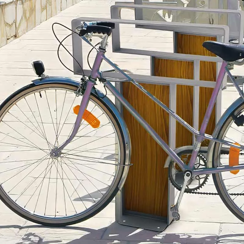 Support à vélo rectangle dans une rue avec un vélo