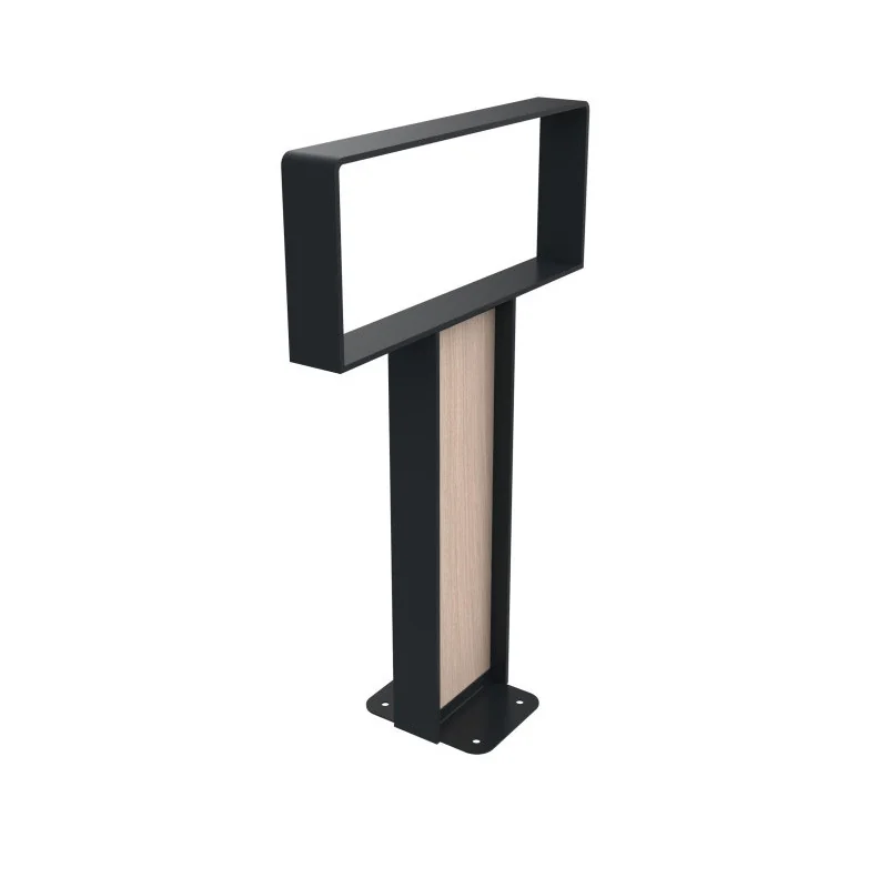 Support à vélo rectangle en acier anthracite et HPL coloris chêne clair