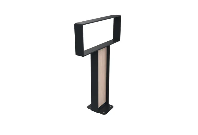 Support à vélo rectangle en acier anthracite et HPL coloris chêne clair