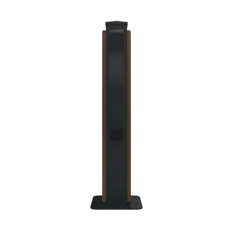 Support à vélo boucles en acier anthracite et HPL coloris chêne clair vue latérale