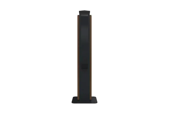 Support à vélo boucles en acier anthracite et HPL coloris chêne clair vue latérale