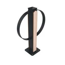 Support à vélo boucles en acier anthracite 7016 et HPL coloris chêne clair
