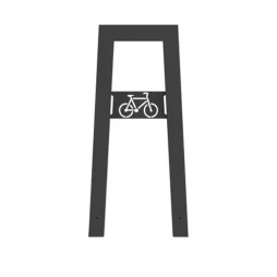 Support à vélo en acier gris anthracite 7016 avec signalétique vue de face