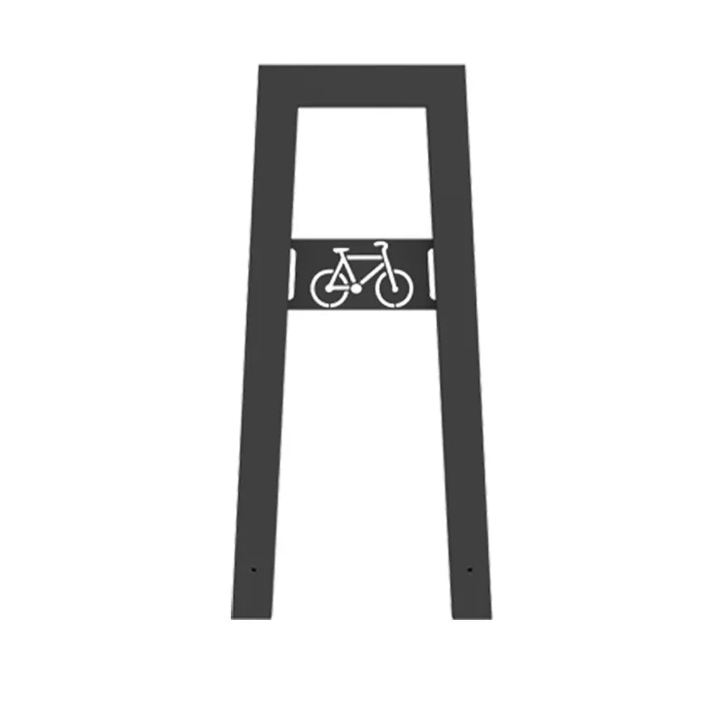 Support à vélo en acier gris anthracite 7016 avec signalétique vue de face