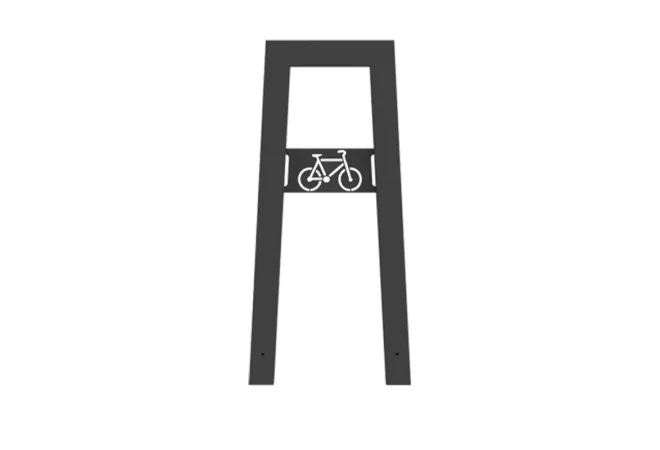 Support à vélo en acier gris anthracite 7016 avec signalétique vue de face
