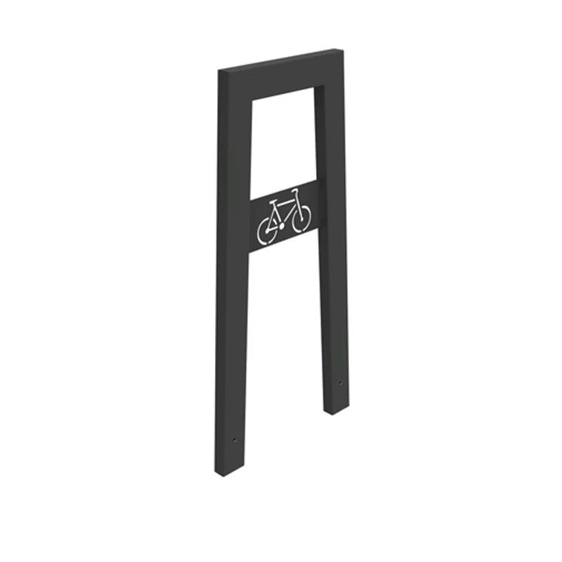 Support à vélo en acier gris anthracite 7016 avec signalétique