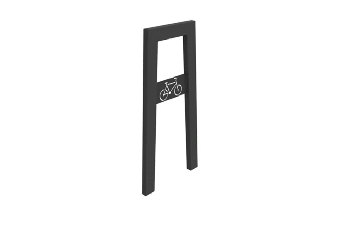 Support à vélo en acier gris anthracite 7016 avec signalétique