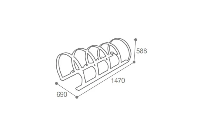 dimensions du rack à vélos cercles plats en acier 5 à 8 places