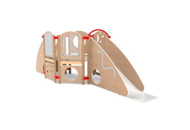 Parcours motricité enfant dès 18 mois avec toboggan coloris hêtre