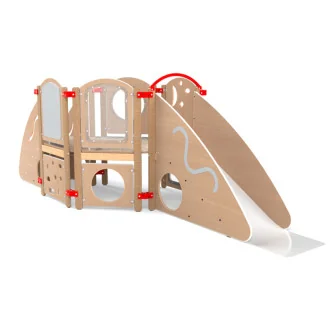 Parcours motricité enfant dès 18 mois avec toboggan coloris hêtre