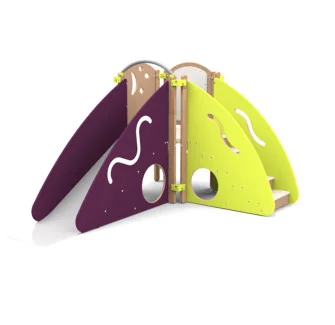 Parcours motricité enfant dès 18 mois version compact en angle coloris vert et prune