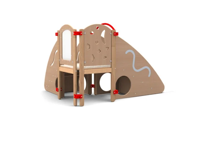 Parcours motricité enfant compact en angle coloris hêtre vue arrière