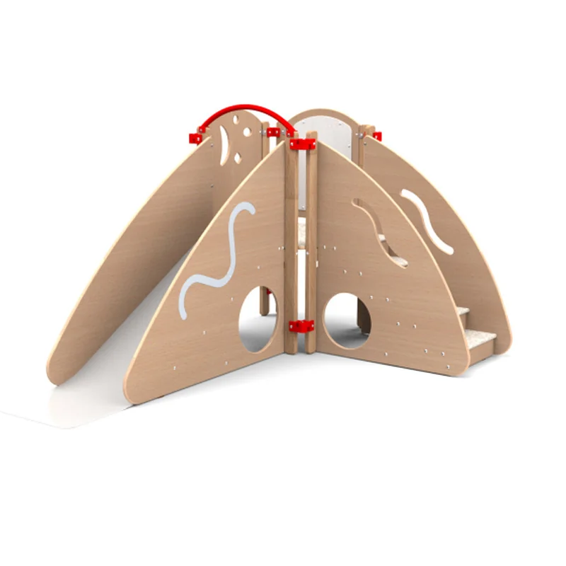 Parcours motricité enfant dès 18 mois version compact en angle coloris hêtre