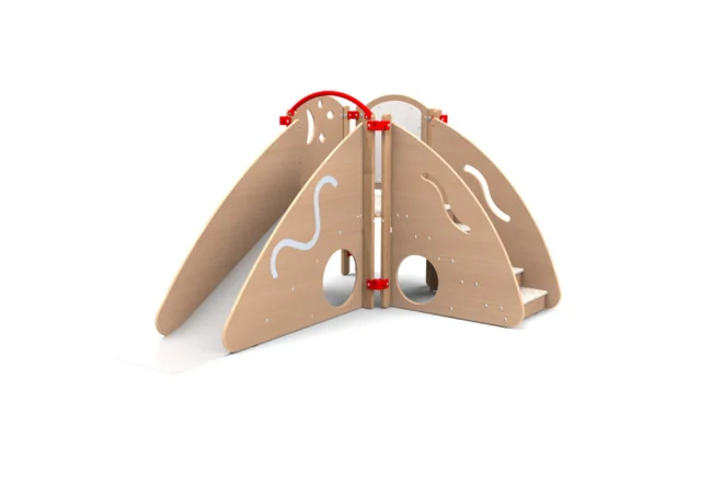 Parcours motricité enfant dès 18 mois version compact en angle coloris hêtre