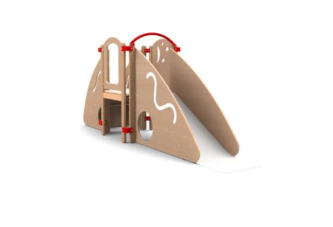 Parcours motricité enfant dès 18 mois coloris hêtre vue du toboggan