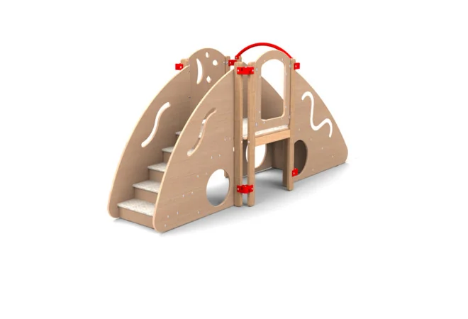 Parcours motricité enfant dès 18 mois coloris hêtre vue de l'escalier