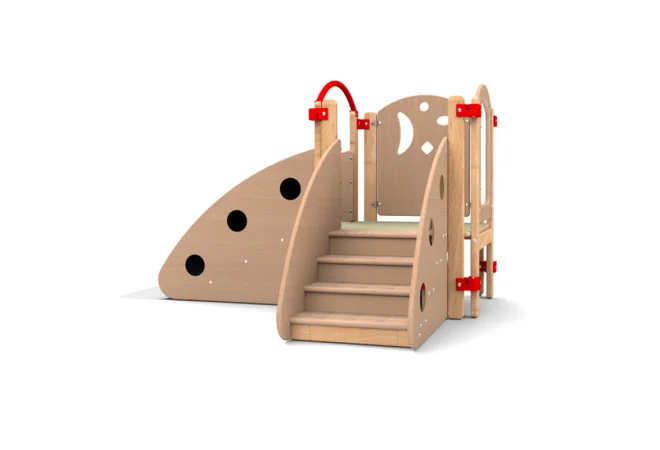 Parcours motricité enfant dès 12 mois coloris hêtre vue de l'escalier