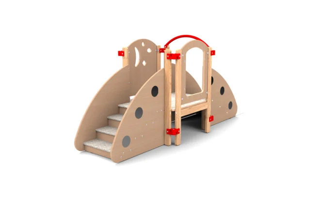 Parcours motricité enfant dès 12 mois en ligne vue de l'escalier coloris hêtre