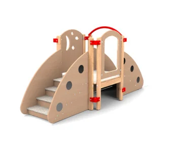Parcours motricité enfant dès 12 mois en ligne vue de l'escalier coloris hêtre