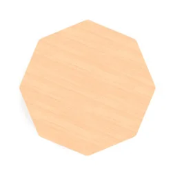 Table scolaire octogonale vue du plateau de 120 cm en stratifié couleur hêtre