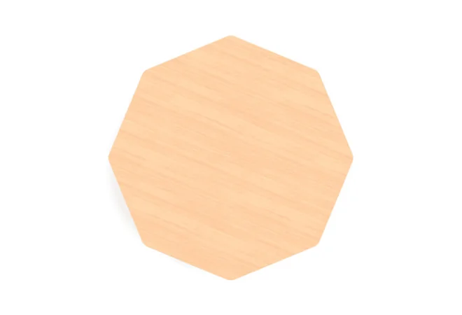 Table scolaire octogonale vue du plateau de 120 cm en stratifié couleur hêtre