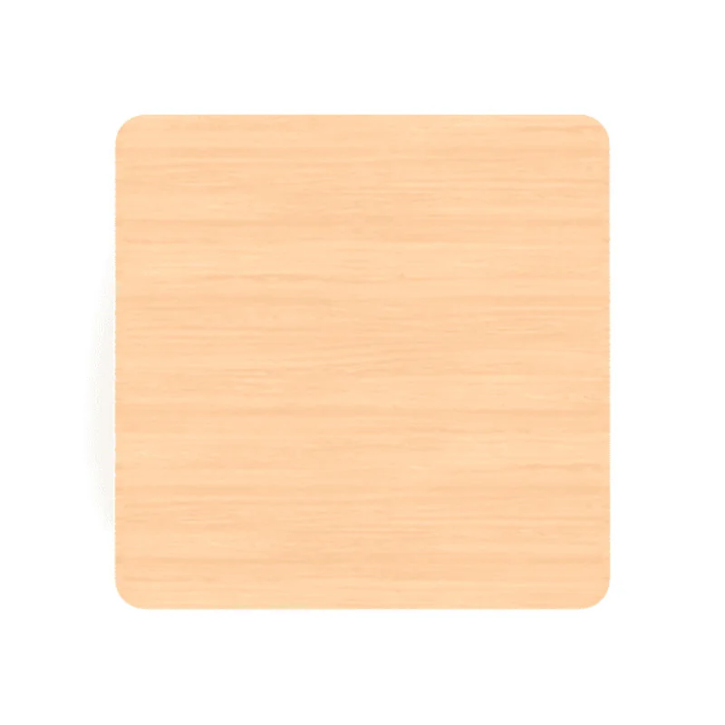 Table scolaire carrée 80 x 80 cm vue du plateau en stratifié coloris hêtre