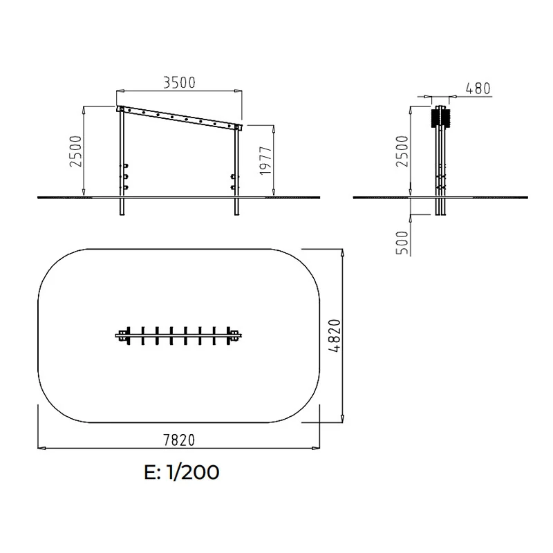 dimensions du module échelle horizontale pour parcours sportif enfant