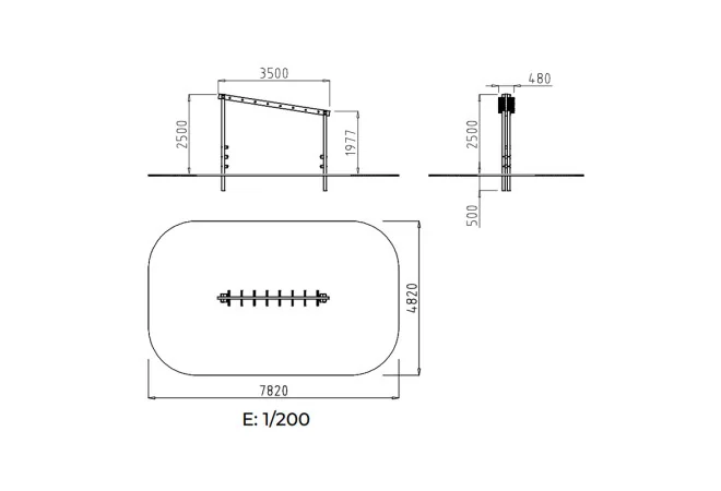 dimensions du module échelle horizontale pour parcours sportif enfant