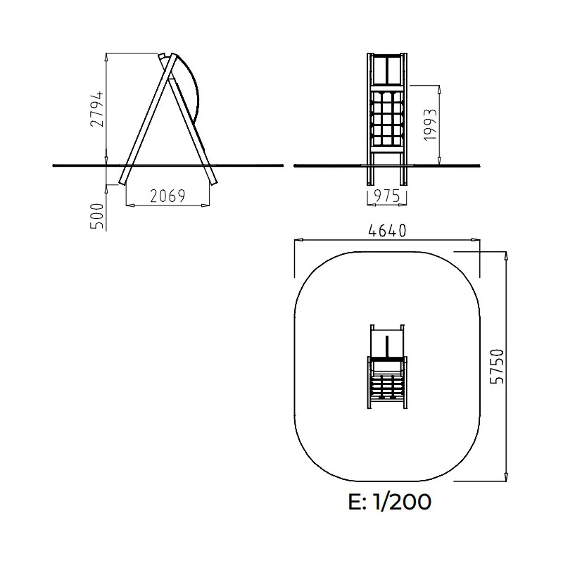 Plan technique du jeu à grimper extérieur