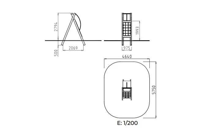 Plan technique du jeu à grimper extérieur