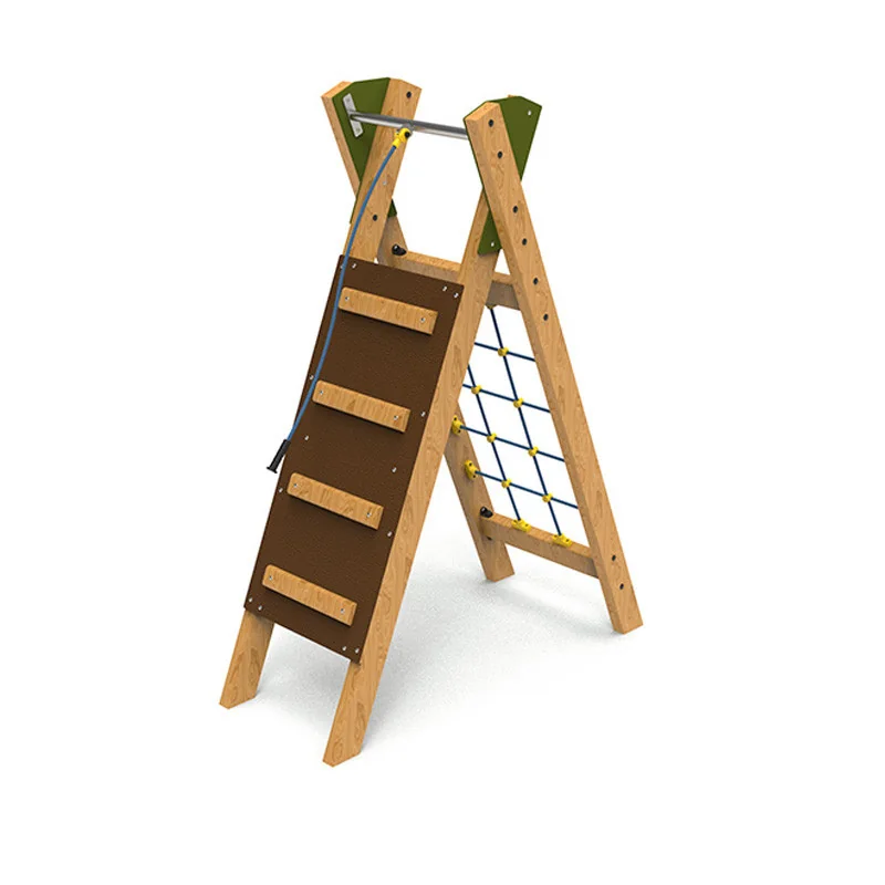 Jeu à grimper extérieur avec mur d'escalade et filet