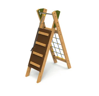 Jeu à grimper extérieur avec mur d'escalade et filet