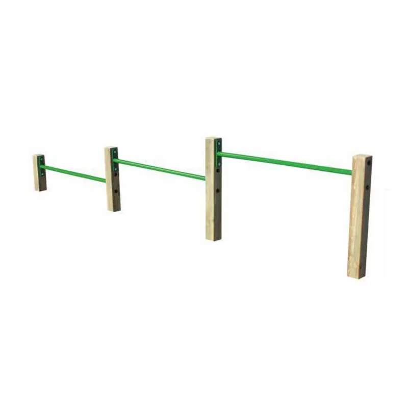 Barres de flexion en bois et acier pour parcours gym enfant