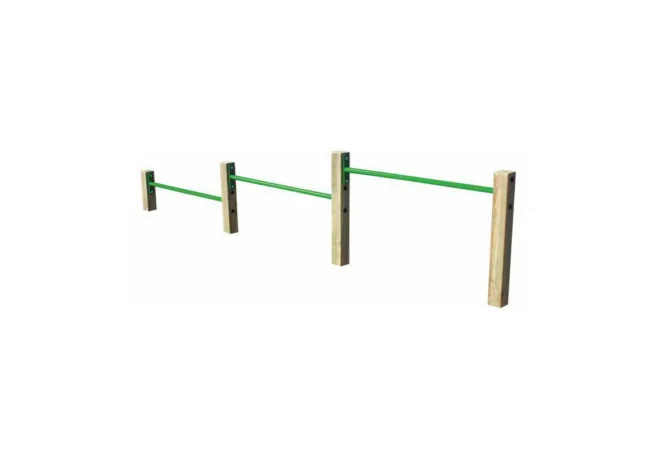 Barres de flexion en bois et acier pour parcours gym enfant