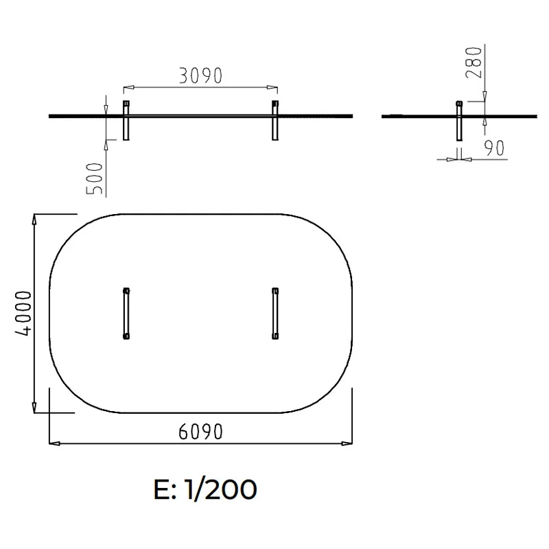Dimensions et zone de sécurité pour 2 modules saut de haie enfant