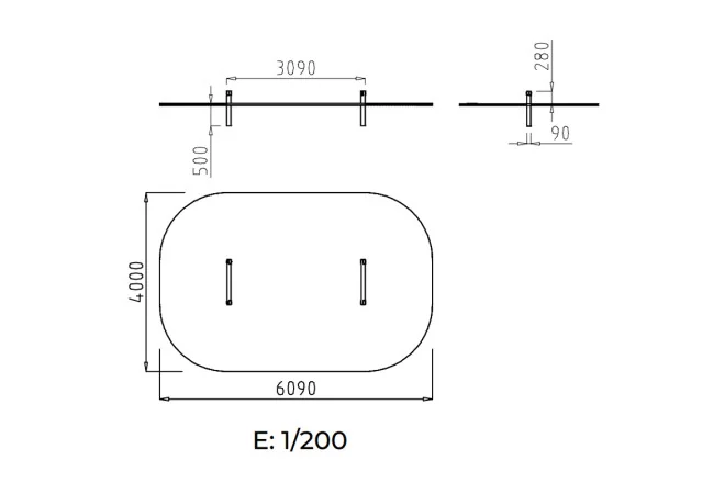 Dimensions et zone de sécurité pour 2 modules saut de haie enfant