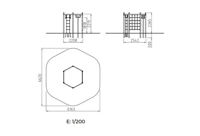 Plan technique du jeu à grimper extérieur