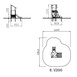 dimension de la structure aire de jeux enfant toboggan feuille
