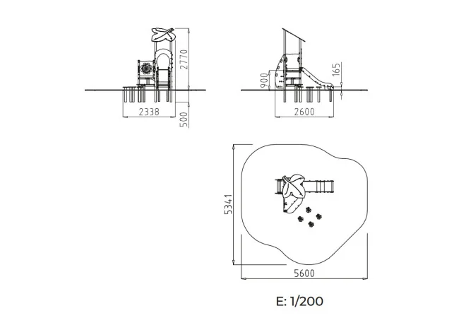 Dimensions du toboggan aire de jeux