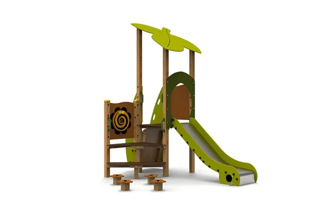 Toboggan aire de jeux 2 accès et plots d'équilibre
