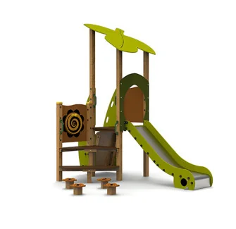 Toboggan aire de jeux 2 accès et plots d'équilibre