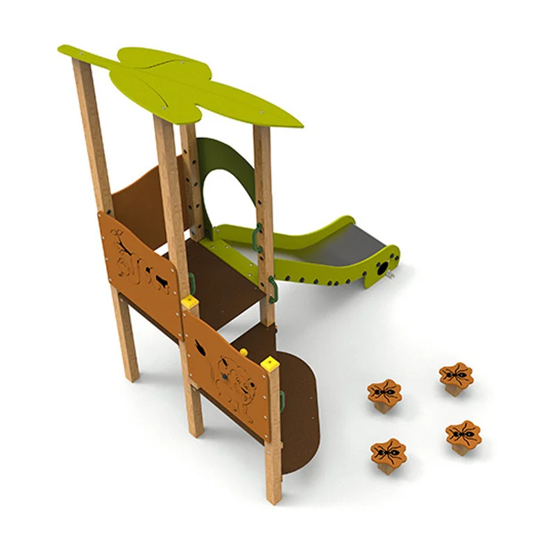 Toboggan aire de jeux avec plots vue de dessus