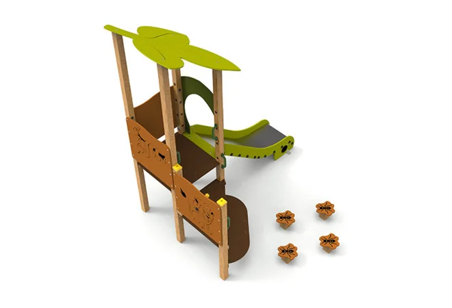 Toboggan aire de jeux avec plots vue de dessus
