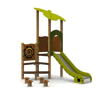 Toboggan aire de jeux avec plots - 1 à 6 ans
