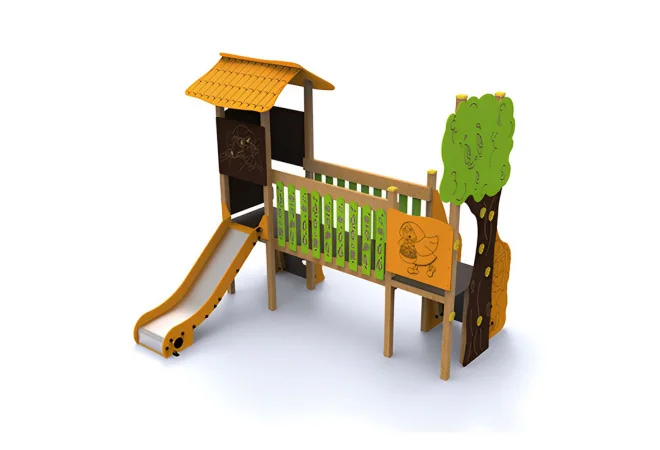 Structure aire de jeux Petit Chaperon Rouge avec toboggan